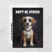 ハロウィーンかわいい吸血鬼の子犬おもしろい シーズンポストカード (正面/裏面)