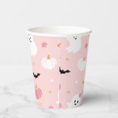 ハロウィーンかわいい埃っぽいピンク幽霊 紙コップ (右)