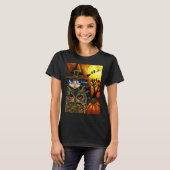 ハロウィーンかわいい大きな目フクロウの友人フルムーン Tシャツ (正面フル)