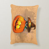 ハロウィーンかわいい子猫ウィッチとカボチャの友人 アクセントクッション (裏面(縦))