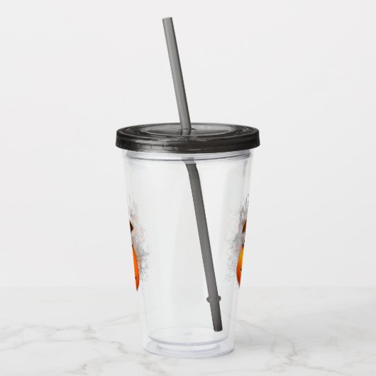 ハロウィーンかわいい子猫ウィッチとカボチャの友人 アクリルタンブラー (左)