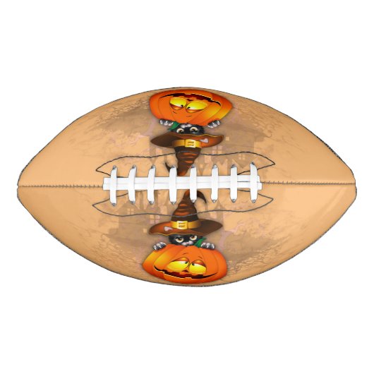 ハロウィーンかわいい子猫ウィッチとカボチャの友人 アメリカンフットボール (正面)