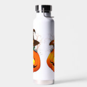 ハロウィーンかわいい子猫ウィッチとカボチャの友人 ウォーターボトル (左面)