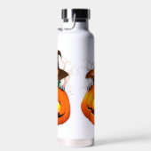 ハロウィーンかわいい子猫ウィッチとカボチャの友人 ウォーターボトル (右面)