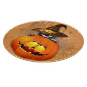 ハロウィーンかわいい子猫ウィッチとカボチャの友人 カッティングボード (角)