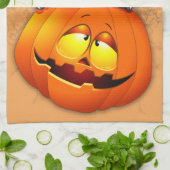 ハロウィーンかわいい子猫ウィッチとカボチャの友人 キッチンタオル (折り畳み)