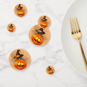 ハロウィーンかわいい子猫ウィッチとカボチャの友人 コンフェッティ (グループ)