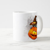 ハロウィーンかわいい子猫ウィッチとカボチャの友人 ジャンボコーヒーマグカップ (正面右)