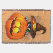 ハロウィーンかわいい子猫ウィッチとカボチャの友人 スローブランケット (正面)