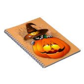 ハロウィーンかわいい子猫ウィッチとカボチャの友人 ノートブック (右側)