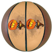 ハロウィーンかわいい子猫ウィッチとカボチャの友人 バスケットボール (縦)