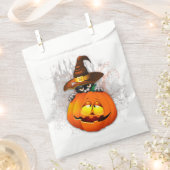 ハロウィーンかわいい子猫ウィッチとカボチャの友人 フェイバーバッグ (クリップ留めされた状態)