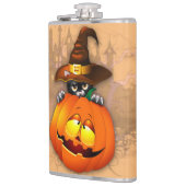 ハロウィーンかわいい子猫ウィッチとカボチャの友人 フラスク (左)