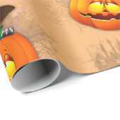 ハロウィーンかわいい子猫ウィッチとカボチャの友人 ラッピングペーパー (ロールコーナー)