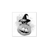 ハロウィーンかわいい子猫ウィッチとカボチャの友人 ラバースタンプ (インプリント)