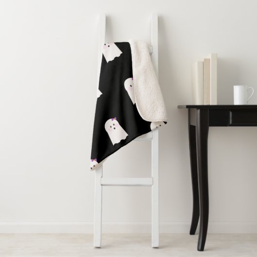 ハロウィーンかわいい小さな幽霊の女の子 シェルパブランケット (インサイチュ)