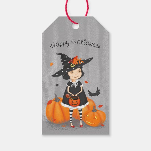 ハロウィーンかわいい小さな魔女 ギフトタグ (正面)