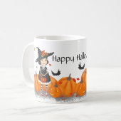 ハロウィーンかわいい小さな魔女 コーヒーマグカップ (正面左)