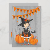 ハロウィーンかわいい小さな魔女 シーズンカード (正面/裏面)