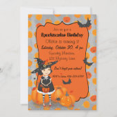 ハロウィーンかわいい小さな魔女 招待状 (正面)