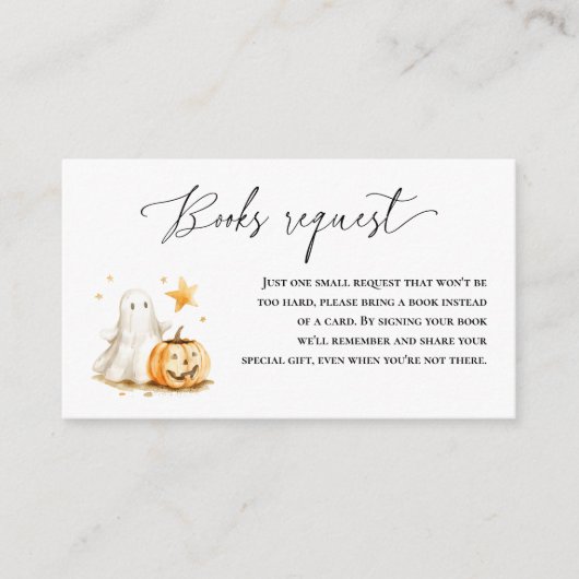 ハロウィーンかわいい幽霊かぼちゃブックリクエスト エンクロージャーカード (正面)