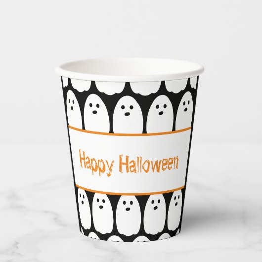 ハロウィーンかわいい幽霊たち 紙コップ (正面)