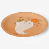 ハロウィーンかわいい幽霊と花 ペーパープレート (アングル)