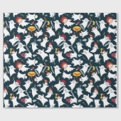 ハロウィーンかわいい幽霊に子どもの名前を付ける ラッピングペーパー (フラット)