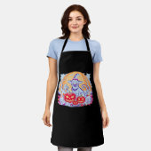 ハロウィーンかわいい幽霊カボチャクラシック猫Tシャツ エプロン (着用した状態)