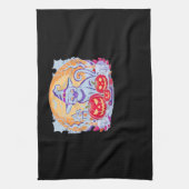 ハロウィーンかわいい幽霊カボチャクラシック猫Tシャツ キッチンタオル (縦)