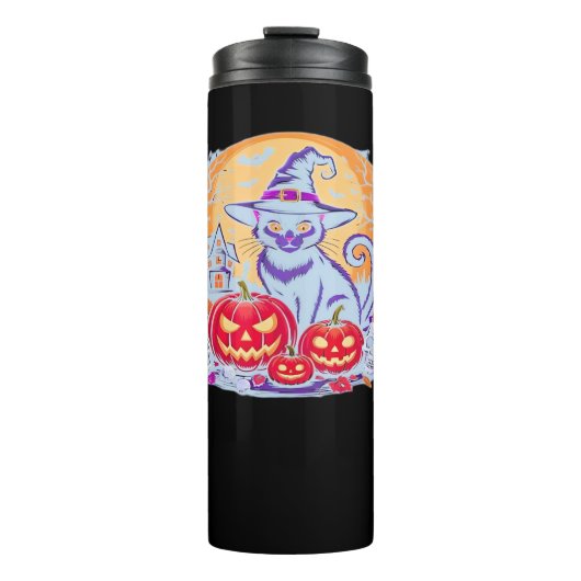 ハロウィーンかわいい幽霊カボチャクラシック猫Tシャツ タンブラー (正面)