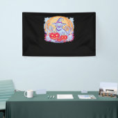 ハロウィーンかわいい幽霊カボチャクラシック猫Tシャツ 横断幕 (トレードショー)