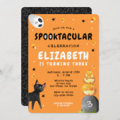 ハロウィーンかわいい幽霊カボチャ女の子バースデーパーティー 招待状 (正面/裏面)