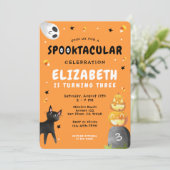 ハロウィーンかわいい幽霊カボチャ女の子バースデーパーティー 招待状 (スタンド正面)