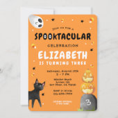 ハロウィーンかわいい幽霊カボチャ女の子バースデーパーティー 招待状 (正面)