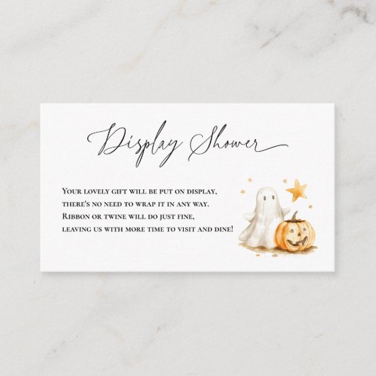 ハロウィーンかわいい幽霊カボチャ表示ベビーシャワー エンクロージャーカード (正面)