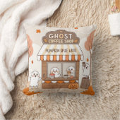 ハロウィーンかわいい幽霊バリスタイラストレーション クッション (ブランケット)