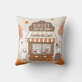ハロウィーンかわいい幽霊バリスタイラストレーション クッション