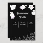 ハロウィーンかわいい幽霊パーティー 招待状 (正面/裏面)