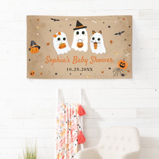 ハロウィーンかわいい幽霊ベビーシャワー 横断幕 (インサイチュ)