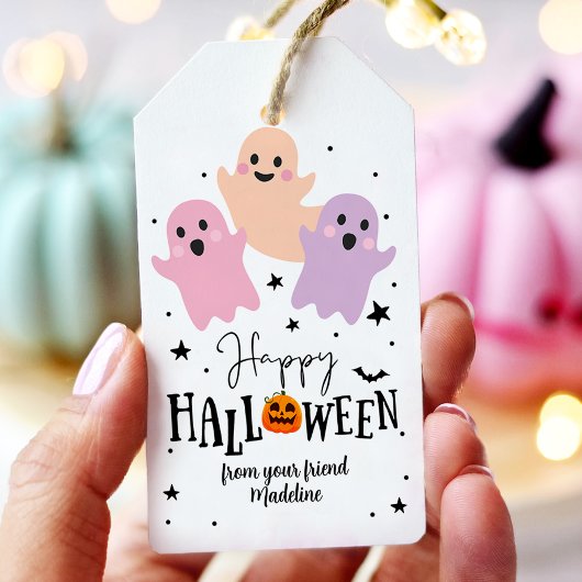 ハロウィーンかわいい幽霊メッセージカードブオートリート誕生日 ギフトタグ