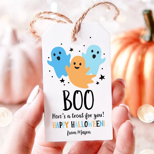 ハロウィーンかわいい幽霊メッセージカードブオートリート誕生日 ギフトタグ
