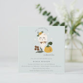 ハロウィーンかわいい幽霊リトルブベビーシャワー招待状 サンキューカード (スタンド正面)