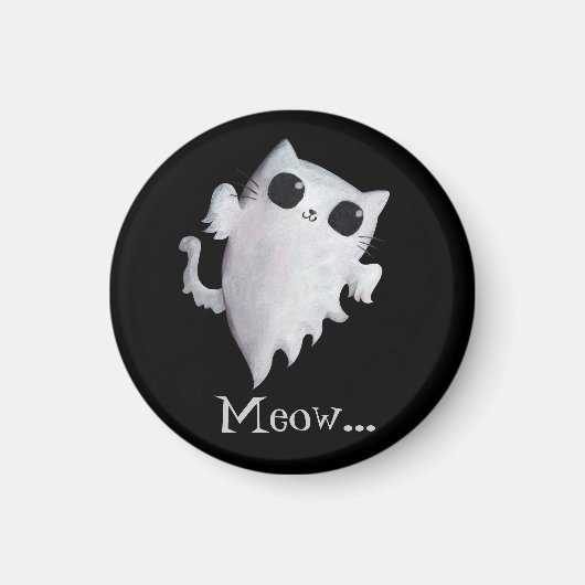 ハロウィーンかわいい幽霊猫 マグネット (正面)