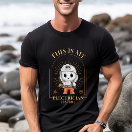 ハロウィーンかわいい幽霊電気工事用コスチューム Tシャツ