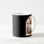 ハロウィーンかわいい幽霊飲みコーヒーカボチャのチェック コーヒーマグカップ (正面右)