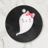 ハロウィーンかわいい怖い幽霊の女の子の感謝してい誕生日あなた フェイバータグ (裏面)