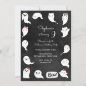 ハロウィーンかわいい怖い幽霊女の子の誕生日パーティー 招待状 (正面)