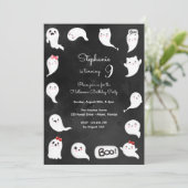 ハロウィーンかわいい怖い幽霊女の子の誕生日パーティー 招待状 (スタンド正面)