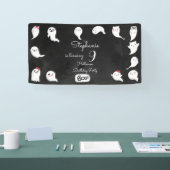 ハロウィーンかわいい怖い幽霊女の子の誕生日パーティー 横断幕 (トレードショー)